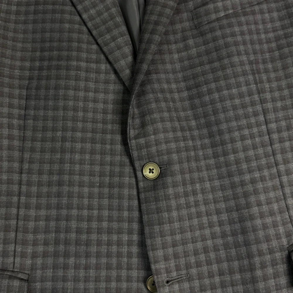 Jos A Bank Mens 44R Wool Blazer Sport Coat Navy‎ Check Traditional Fit 2-Button